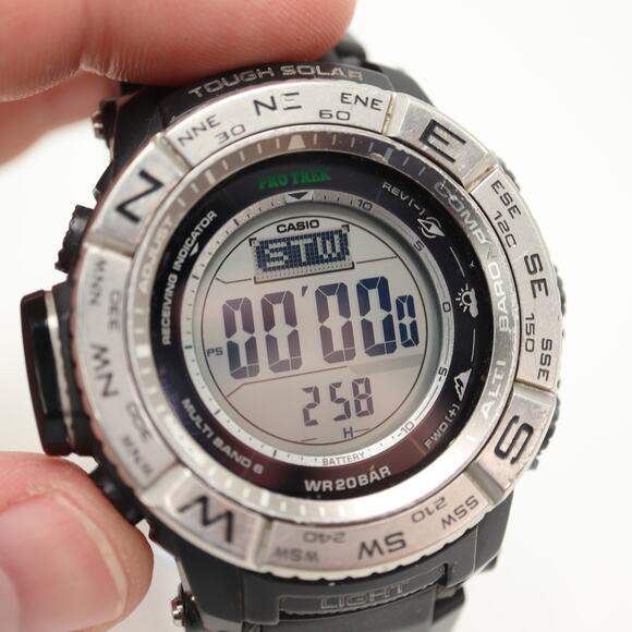 Casio Pro Trek Men's Watch PRW-3500 Solar Triple Sensor Digital Black Working - Picture 12 of 16